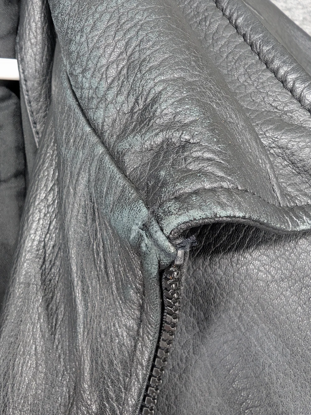 Men's Black Leather Zip Bomber Jacket